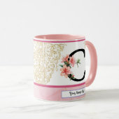 Floral Initial Mug – Letter C Monogram | Personali マグカップ (正面右)