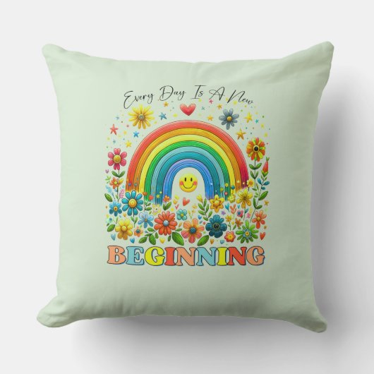 Floral Inspirational Quote Throw Pillow クッション (正面)