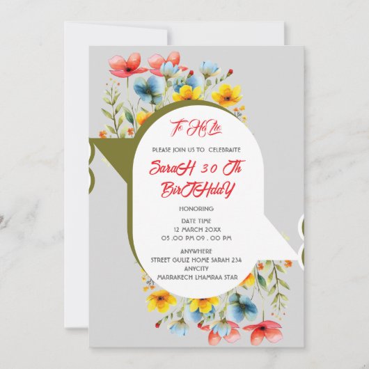 Floral invitación de 50 años en español, spanish 5 招待状 (正面)