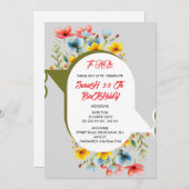 Floral invitación de 50 años en español, spanish 5 招待状 (正面/裏面)