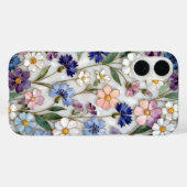 Floral iPhone Case Blue White Pastel Wildflowers Case-Mate iPhoneケース (裏面 (横))