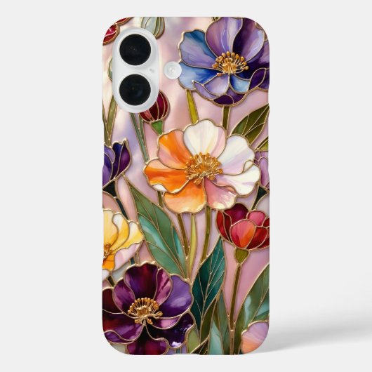 Floral iPhone Case Purple Orange Stained Glass Case-Mate iPhoneケース (裏面)