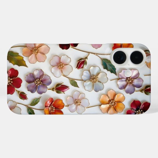 Floral iPhone Case Stained Glass Pastel Flowers Case-Mate iPhoneケース (裏面 (横))