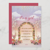 Floral "It's a Girl" Baby Shower Invitation 招待状 (正面/裏面)