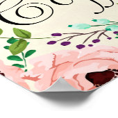 floral ivory tea coffee sign wedding ポスター (角)