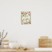 floral ivory tea coffee sign wedding ポスター (キッチン)