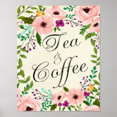 floral ivory tea coffee sign wedding ポスター (正面)