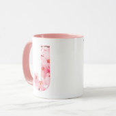 Floral J Initial Mug | Personalized Name & Traits マグカップ (正面左)