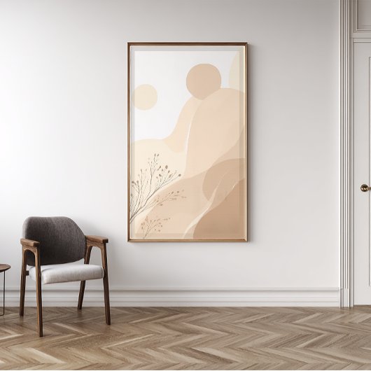 Floral Japandi Zen Wall Art | Sage Green Print フォトプリント