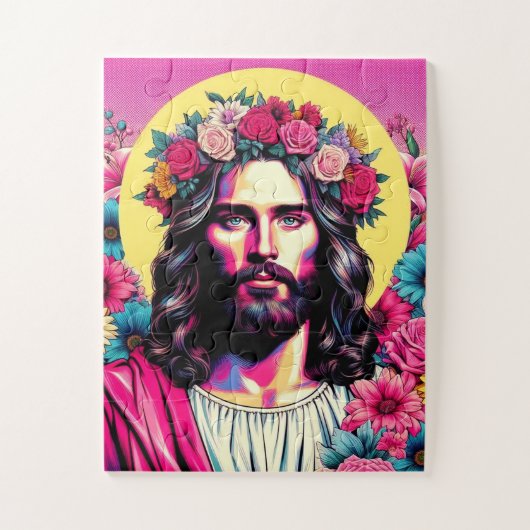 Floral Jesus Puzzle. ジグソーパズル (縦)