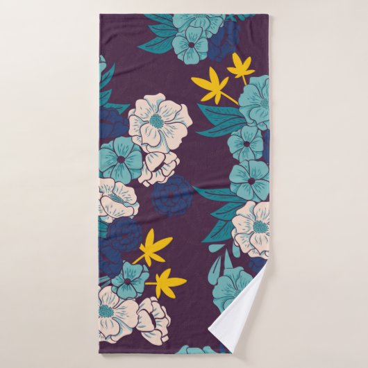 Floral jungle with snakes seamless pattern, tropic バスタオル (バスタオル)