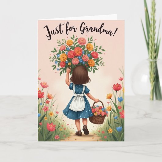 Floral Just For Grandma Card カード (正面)