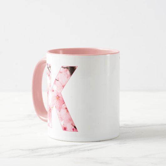 Floral K Initial Mug | Personalized Name & Traits マグカップ (正面左)