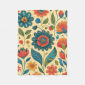 Floral Kaleidoscope Garden - Vibrant Nature Art フリースブランケット (正面)