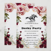 Floral Kentucky Derby Party Invitation Horse Racin 招待状 (正面/裏面)