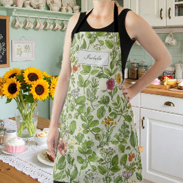 Floral Kitchen Apron, Retro Botanical Print  エプロン