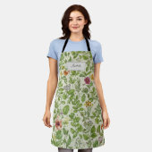 Floral Kitchen Apron, Retro Botanical Print  エプロン (着用した状態)
