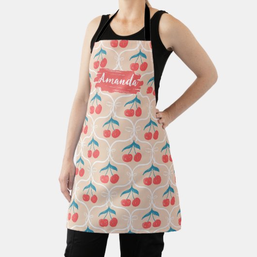 Floral Kitchen Custom Apron, Heart, Cook Bake BBQ エプロン (インサイチュ)