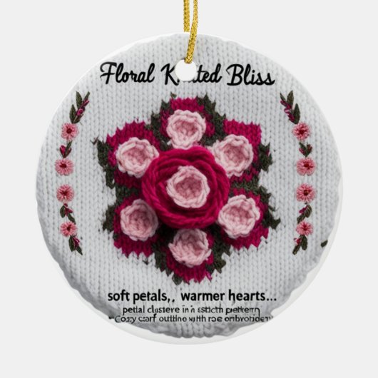 Floral Knitted Bliss Ceramic Ornament | Rose Keeps セラミックオーナメント (正面)