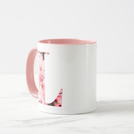 Floral L Initial Mug | Personalized Name & Traits マグカップ (正面左)