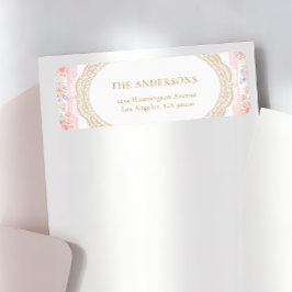 Floral Lace Frame Return Address Label ラベル
