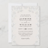 Floral Lace Rustic Country Elegant QR Code Wedding 招待状 (正面)