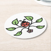 Floral Ladybug Coaster ラウンドペーパーコースター (アングル)