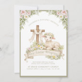 Floral Lamb with Cross | Easter Program Invitation 招待状 (正面)