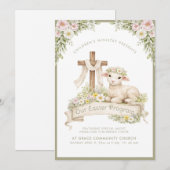 Floral Lamb with Cross | Easter Program Invitation 招待状 (正面/裏面)