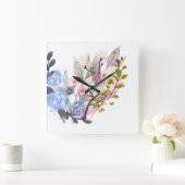Floral Leaves Art – Elegant Flowers and Botanical スクエア壁時計 (ホーム)