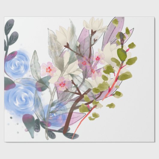 Floral Leaves Art – Elegant Flowers and Botanical ラッピングペーパー (フラット)