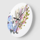 Floral Leaves Art – Elegant Flowers and Botanical ラージ壁時計 (傾斜)