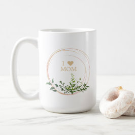 Floral Leaves & Branches in Pink with Quote Mom コーヒーマグカップ