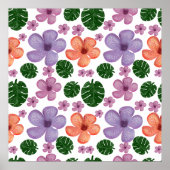 Floral Leaves Pattern Aesthetic Seamless Botanical ポスター (正面)