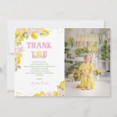 Floral Lemon Birthday Photo サンキューカード (正面)