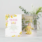 Floral Lemon Birthday Photo サンキューカード (スタンド正面)