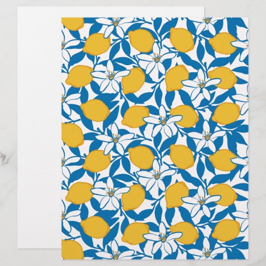 Floral Lemon Sketch Hand Drawn - Paper Sheets (正面/裏面)