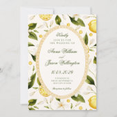 Floral Lemon yellow seamless wedding 招待状 (正面)
