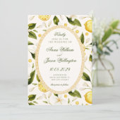 Floral Lemon yellow seamless wedding 招待状 (スタンド正面)