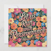 Floral “Let Us Run with Perseverance” Christian  カード (正面)