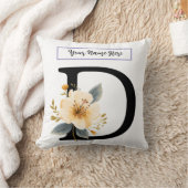 Floral Letter D Pillow – Personalized Initial Cush クッション (ブランケット)