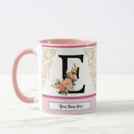 Floral Letter E Mug – Personalized Initial Cup wit マグカップ