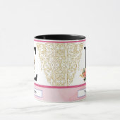 Floral Letter E Mug – Personalized Initial Cup wit マグカップ (中央)