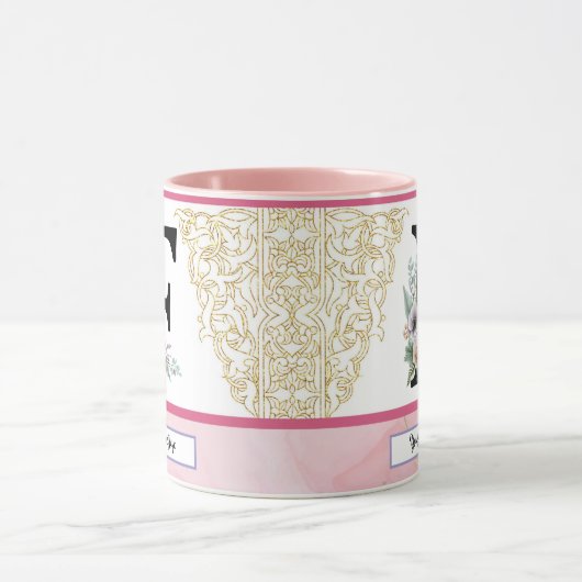 Floral Letter F – Personalized with Name Coffe Mug マグカップ (中央)