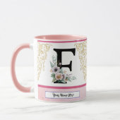 Floral Letter F – Personalized with Name Coffe Mug マグカップ (左)