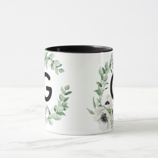 Floral Letter G Initial Coffee Mug マグカップ (中央)
