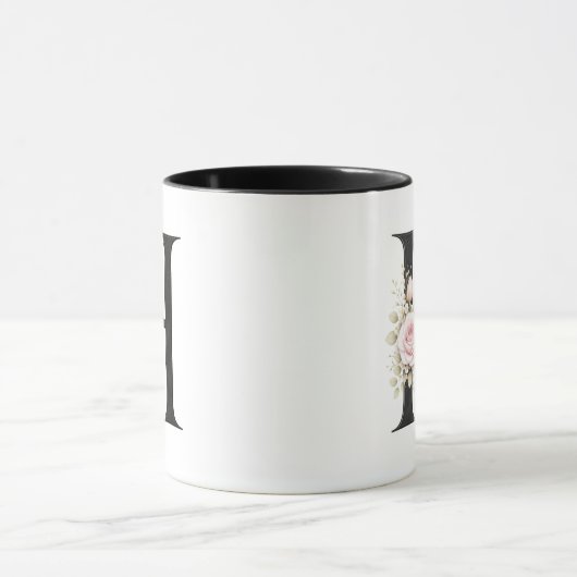 Floral Letter H Monogram | Elegant Initial H Logo マグカップ (中央)