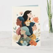 Floral Light Blue International Women's Day カード (正面)