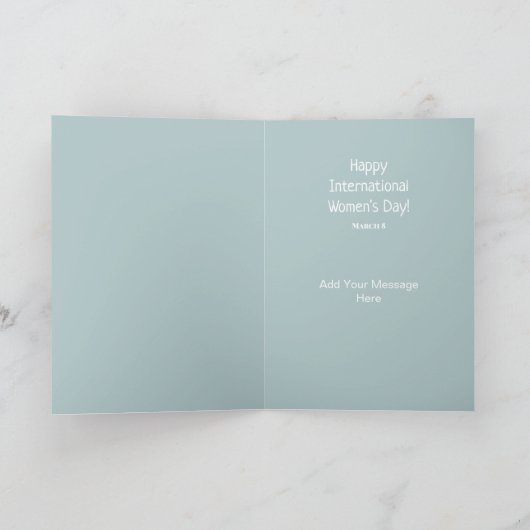 Floral Light Blue International Women's Day カード (内部)