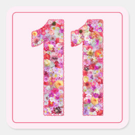Floral Light Pink Month Number 11 スクエアシール